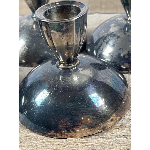 Oneida Silversmiths Silver Plated Art Deco MCM Candle Holders Set of 4 Vintage - Picture 10 of 13
